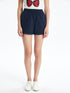 LC Waikiki Women's Straight Linen Look Shorts With Elastic Waist